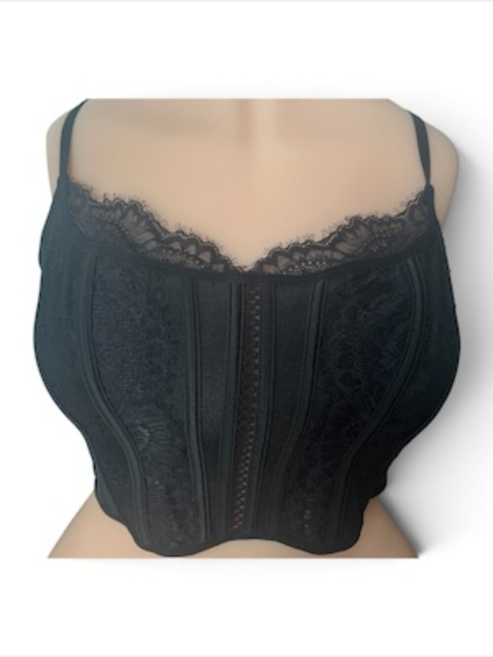 Elegant Black Lace Longline Bra • Feminine Delicate Trim • Adjustable Straps
